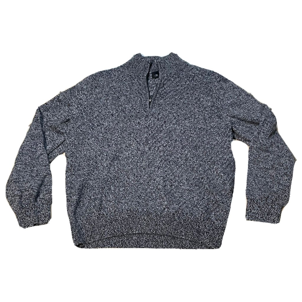 Calvin Klein Knit Sweater Mens 2xl 1/4 Zip Black Gray